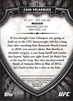 2012 Topps UFC Bloodlines #33 Cain Velasquez Back