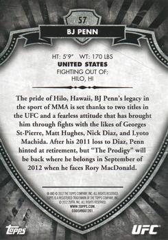 2012 Topps UFC Bloodlines #57 BJ Penn Back
