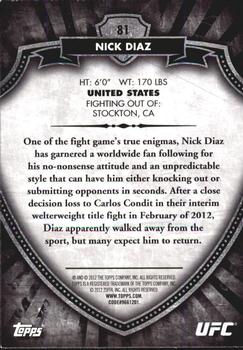2012 Topps UFC Bloodlines #81 Nick Diaz Back