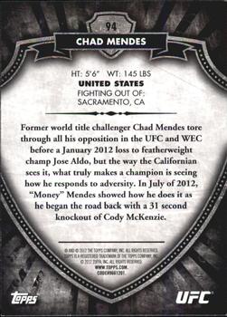 2012 Topps UFC Bloodlines #94 Chad Mendes Back