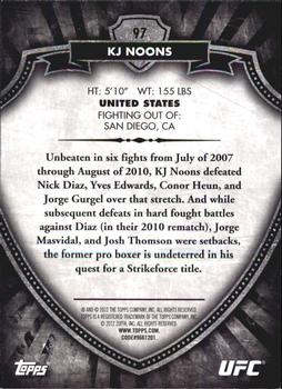 2012 Topps UFC Bloodlines #97 KJ Noons Back