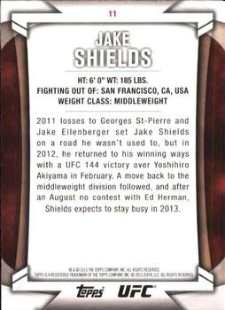 2013 Topps UFC Knockout #11 Jake Shields Back