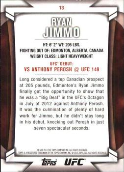 2013 Topps UFC Knockout #13 Ryan Jimmo Back