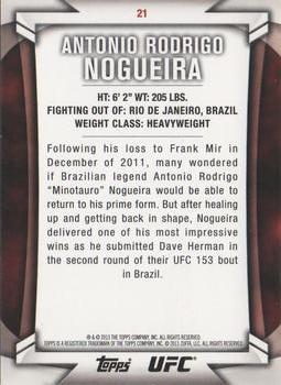 2013 Topps UFC Knockout #21 Antonio Rodrigo Nogueira Back