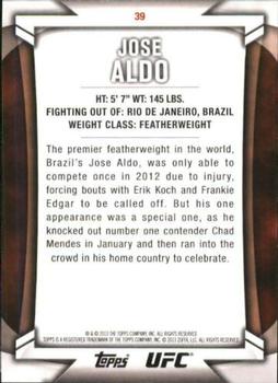 2013 Topps UFC Knockout #39 Jose Aldo Back