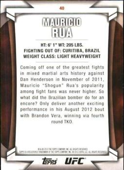 2013 Topps UFC Knockout #40 Mauricio Rua Back