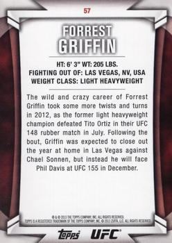 2013 Topps UFC Knockout #57 Forrest Griffin Back