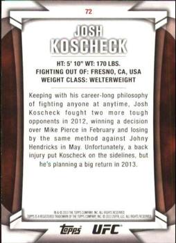 2013 Topps UFC Knockout #72 Josh Koscheck Back