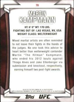 2013 Topps UFC Knockout #78 Martin Kampmann Back