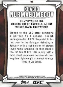 2013 Topps UFC Knockout #94 Khabib Nurmagomedov Back