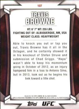 2013 Topps UFC Knockout #107 Travis Browne Back