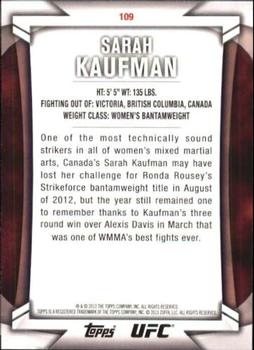 2013 Topps UFC Knockout #109 Sarah Kaufman Back