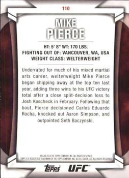 2013 Topps UFC Knockout #110 Mike Pierce Back