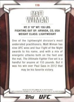2013 Topps UFC Knockout #119 Matt Wiman Back