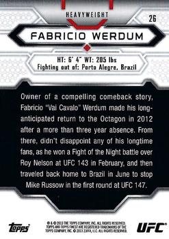 2013 Finest UFC #26 Fabricio Werdum Back