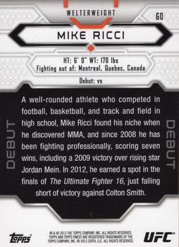 2013 Finest UFC #60 Mike Ricci Back