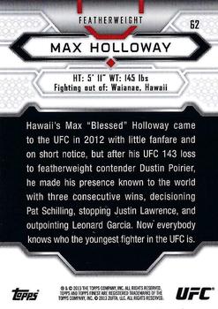 2013 Finest UFC #62 Max Holloway Back