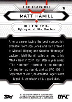 2013 Finest UFC #74 Matt Hamill Back