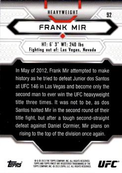 2013 Finest UFC #92 Frank Mir Back
