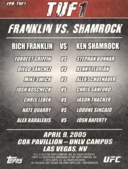 2010 Topps UFC Main Event - Fight Poster #FPR-TUF1 TUF 1 Finale / Ken Shamrock / Rich Franklin Back
