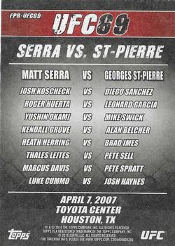 2010 Topps UFC Main Event - Fight Poster #FPR-UFC69 UFC 69 / Georges St-Pierre / Matt Serra / Diego Sanchez / Josh Koscheck Back