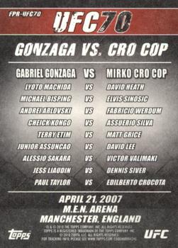2010 Topps UFC Main Event - Fight Poster #FPR-UFC70 UFC 70 / Gabriel Gonzaga / Mirko Cro Cop / Michael Bisping / Andrei Arlovski Back