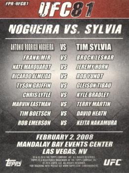 2010 Topps UFC Main Event - Fight Poster #FPR-UFC81 UFC 81 / Tim Sylvia / Antonio Rodrigo Nogueira / Frank Mir / Brock Lesnar Back