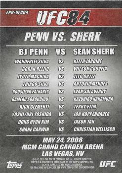 2010 Topps UFC Main Event - Fight Poster #FPR-UFC84 UFC 84 / BJ Penn / Sean Sherk / Tito Ortiz / Lyoto Machida / Wanderlei Silva / Keith Jardine Back