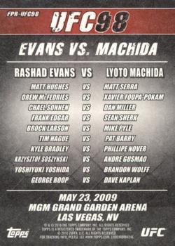 2010 Topps UFC Main Event - Fight Poster #FPR-UFC98 UFC 98 / Rashad Evans / Lyoto Machida / Matt Hughes / Matt Serra Back