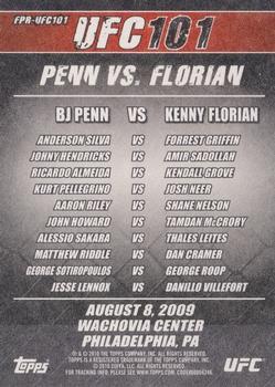 2010 Topps UFC Main Event - Fight Poster #FPR-UFC101 UFC 101 / BJ Penn / Kenny Florian / Anderson Silva / Forrest Griffin Back