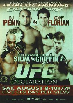 2010 Topps UFC Main Event - Fight Poster #FPR-UFC101 UFC 101 / BJ Penn / Kenny Florian / Anderson Silva / Forrest Griffin Front