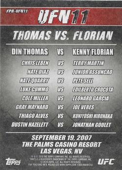 2010 Topps UFC Main Event - Fight Poster #FPR-UFC11 UFN 11 / Kenny Florian / Din Thomas / Nate Diaz / Chris Leben Back