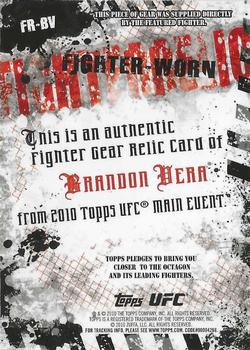 2010 Topps UFC Main Event - Fighter Relics #FR-BV Brandon Vera Back