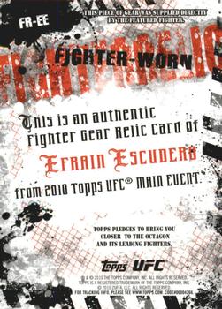 2010 Topps UFC Main Event - Fighter Relics #FR-EE Efrain Escudero Back