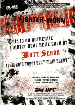 2010 Topps UFC Main Event - Fighter Relics #FR-MS Matt Serra Back