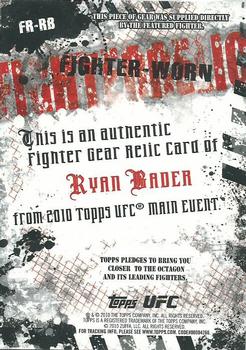2010 Topps UFC Main Event - Fighter Relics #FR-RB Ryan Bader Back