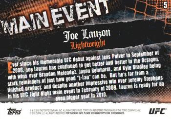 2010 Topps UFC Main Event - Gold #5 Joe Lauzon Back