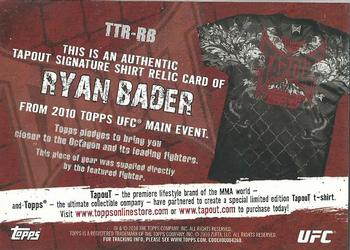 2010 Topps UFC Main Event - Tapout Relics #TTR-RB Ryan Bader Back