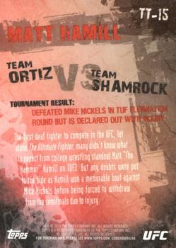 2010 Topps UFC Main Event - The Ultimate Fighter #TT-15 Matt Hamill Back