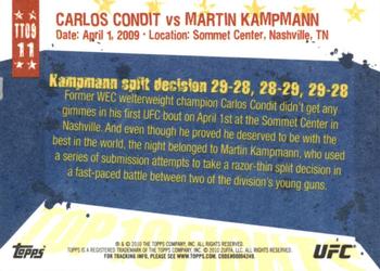 2010 Topps UFC Main Event - Top 10 Fights of 2009 #11 Carlos Condit / Martin Kampmann Back