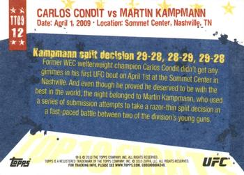 2010 Topps UFC Main Event - Top 10 Fights of 2009 #12 Carlos Condit / Martin Kampmann Back