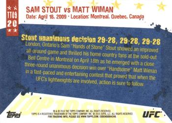 2010 Topps UFC Main Event - Top 10 Fights of 2009 #20 Sam Stout / Matt Wiman Back