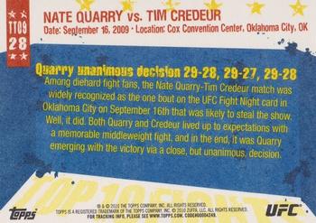 2010 Topps UFC Main Event - Top 10 Fights of 2009 #28 Nate Quarry / Tim Credeur Back