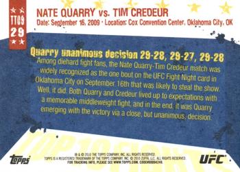 2010 Topps UFC Main Event - Top 10 Fights of 2009 #29 Nate Quarry / Tim Credeur Back
