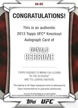 2013 Topps UFC Knockout - Autographs #KA-DC Donald Cerrone Back