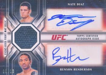 2013 Topps UFC Knockout - Dual Autograph Fight Mat Relics #DAFM-DH Nate Diaz / Benson Henderson Front