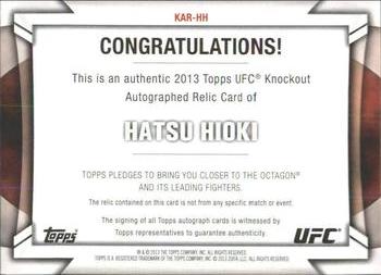 2013 Topps UFC Knockout - Fighter Relics Autographs #KAR-HH Hatsu Hioki Back