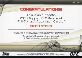 2013 Topps UFC Knockout - Full Contact Autographs #FC-BS Brian Stann Back