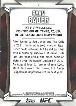 2013 Topps UFC Knockout - Green #9 Ryan Bader Back