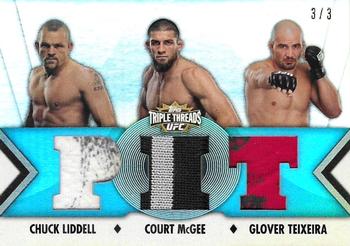 2013 Topps UFC Knockout - Triple Threads Relics Combos Sapphire #TTRC-LMT Chuck Liddell / Glover Teixeira / Court McGee Front